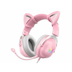 Onikuma X11 Gaming fejhallgató, cicafüles, pink kép