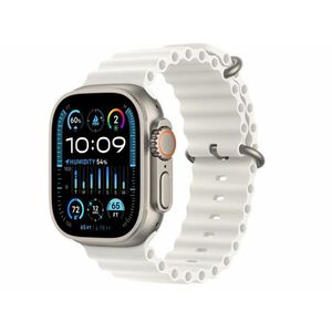 Apple Watch Ultra 2 GPS + Cellular, 49mm-es titántok (MREJ3CM/A) fehér óceán szíj kép