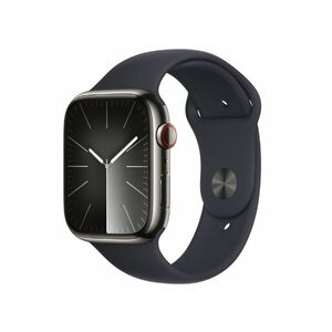 Apple Watch Series 9 GPS + Cellular, 45mm (MRMW3QH/A) grafitszínű rozsdamentesacél tok éjfekete sportszíj - M/L kép
