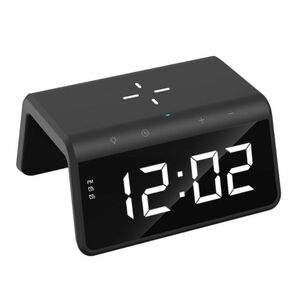 Havit W320 Mobile series - Asztali digitális óra + Vezeték nélküli töltő - Fekete kép