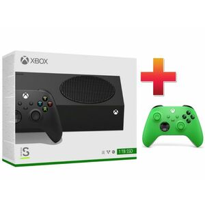 Xbox Series S 1TB Konzol, Carbon Black + Xbox kontroller zöld (Csomag) kép