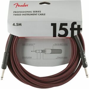 Fender Professional Series 15' Instrument Cable Red Tweed kép