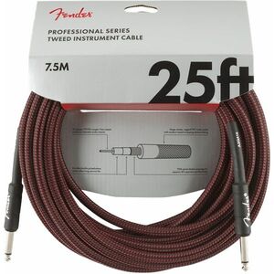 Fender Professional Series 25' Instrument Cable Red Tweed kép