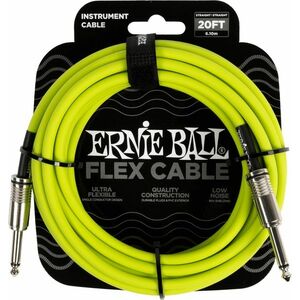 Ernie Ball Flex Instrument Cable 20' Green kép