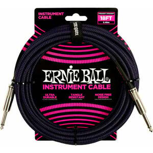 Ernie Ball Braided Straight Straight Inst Cable Fekete-Lila 5, 5 m Egyenes - Egyenes kép