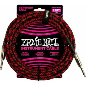 Ernie Ball Braided Straight Straight Inst Cable Fekete-Piros 7, 5 m Egyenes - Egyenes kép