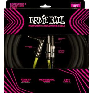 Ernie Ball Instrument and Headphone Cable Fekete 50, 5 cm Egyenes - Pipa kép