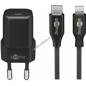 Lightning - USB-C Power Delivery töltőkészlet, 20W, fekete kép