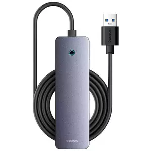 USB Hub Baseus Hub 4in1 UltraJoy Lite 200cm USB-A to 4x USB 3.0 + USB-C 5V (grey) kép