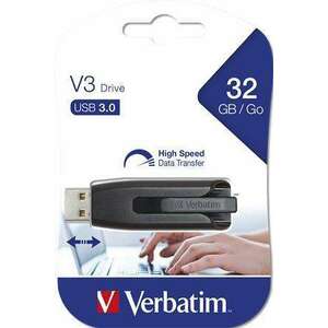 VERBATIM Pendrive, 32GB, USB 3.2, 60/12MB/s, VERBATIM "V3", feket... kép