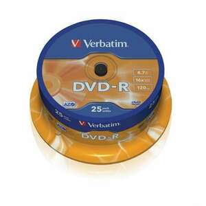 VERBATIM DVD-R lemez, AZO, 4, 7GB, 16x, 25 db, hengeren, VERBATIM kép