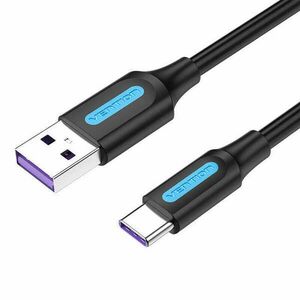 USB 2.0 A és USB-C 5A kábel Vention CORBI 3m Fekete PVC kép