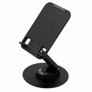 Asztali telefontartó fém talppal, 360°-ban forgatható - fekete kép