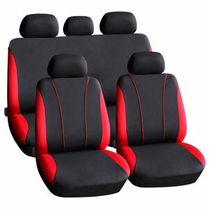 Autós üléshuzat szett - piros / fekete - 9 db-os - HSA002 kép