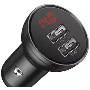 Autó töltő Baseus Digital Display Dual USB 4.8A Car Charger 24W Grey (6953156215399) kép