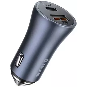 Autó töltő Baseus Golden Contactor Pro car charger, USB + USB-C, QC4.0+, PD, SCP, 40W (gray) (6953156201934) kép