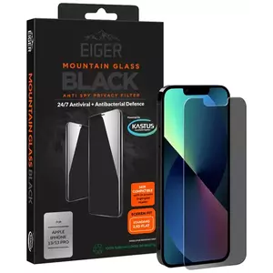 TEMPERED KIJELZŐVÉDŐ FÓLIA Eiger GLASS Mountain BLACK Privacy Screen Protector for Apple iPhone 13/Apple iPhone 13 Pro (EGMSP00198) kép