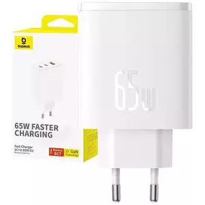 Töltő Baseus Wall charger OS-Cube Pro 2xUSB-C + USB, 65W (white) kép