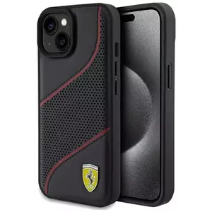 Tok Ferrari FEHCP15SPWAK iPhone 15 6.1" black hardcase Perforated Waves Metal Logo (FEHCP15SPWAK) kép