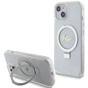 Tok Guess GUHMP15SHRSGSD iPhone 15 6.1" transparent hardcase Ring Stand Script Glitter MagSafe (GUHMP15SHRSGSD) kép