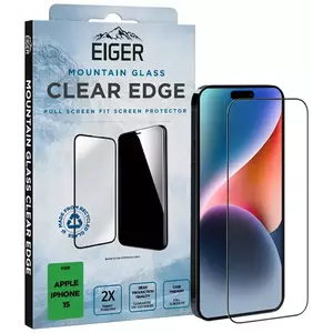 TEMPERED KIJELZŐVÉDŐ FÓLIA Eiger Mountain Glass CLEAR EDGE Screen Protector for iPhone 15/14 Pro kép