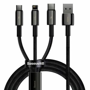 Baseus Tungsten 3in1 kábel USB - Lightning / USB-C / Micro USB 3.5A 1.5m, fekete (CAMLTWJ-01) kép