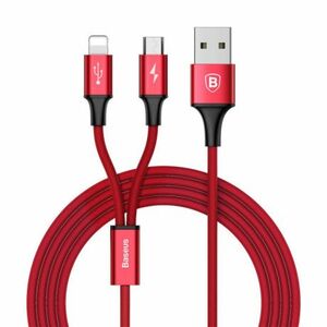 Baseus Rapid 2in1 kábel USB - Lightning / Micro USB 3A 1.2m, piros (CAML-SU09) kép