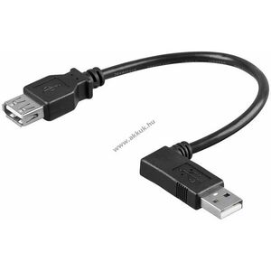 USB-A 2.0 hosszabbító kábel 90° balra > USB-A anya csatlakozó - A készlet erejéig! kép