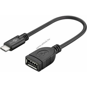 USB-C - USB-A átalakító kábel, fekete, 20cm - A készlet erejéig! kép