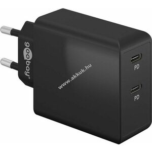 Dupla USB-C Power Delivery gyorstöltő, 36W, fekete - A készlet erejéig! kép