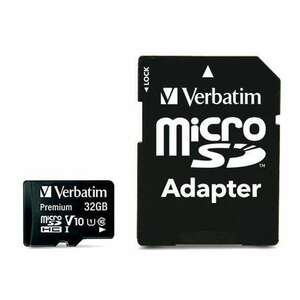 VERBATIM Memóriakártya, microSDHC, 32GB, CL10/U1, 90/10 MB/s, ada... kép