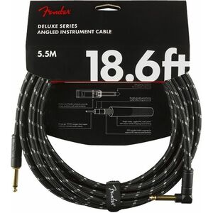 Fender Deluxe Series 18.6' Instrument Cable Black Tweed Angled kép