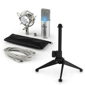 Auna auna MIC-900S-LED V1 USB mikrofon szett, ezüst kondenzátor mikrofon | asztali állvány kép