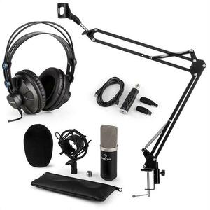 Auna auna CM003 mikrofon szett V3 kondenzátoros mikrofon, USB-konverter, fejhallgató, fekete kép