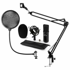 Auna CM001B mikrofon készlet V4, fekete, kondenzátoros mikrofon, mikrofonkar, POP szűrő kép