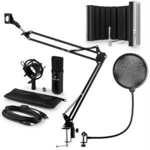 Auna CM001B mikrofon készlet V5 kondenzátoros mikrofon, mikrofonkar, pop szűrő, panel, fekete kép
