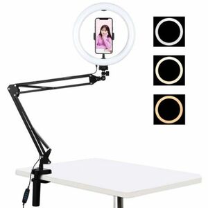 PULUZ Selfie Ring körfény LED lámpa 10'' + asztali tartó, fekete (PKT3090B) kép