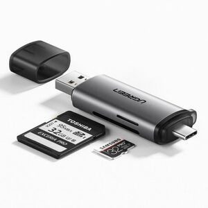 Ugreen CM184 adapter USB-C TF + SD / microSD kártyaolvasó, szürke (50706) kép