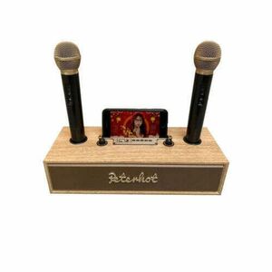 Peterhot A100 Hordozható Bluetooth Karaoke Hangszóró 2db Mikrofon... kép