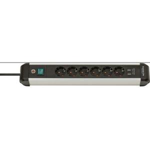 Premium-Alu-Line 6 Plug + 2 USB 3 m Switch (1391030610) kép