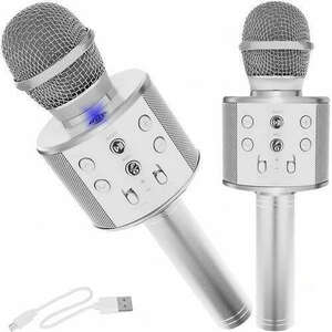 Karaoke mikrofon Bluetooth hangszóróval - ezüst kép