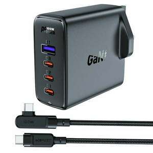 Gyorstöltő GaN UK 100W tápellátás 3x USB C 1x USB - fekete kép