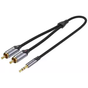 Kábel 2xRCA cable (Cinch) jack to 3.5mm Vention BCNBD 0.5m (grey) kép