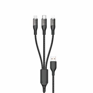 Dudao L22X 3in1 kábel USB - USB-C / microUSB / Lightning 120W, szürke kép