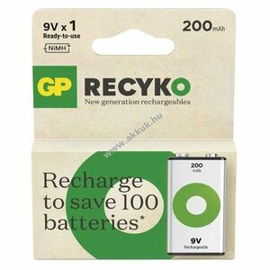 GP ReCyko (9V) HR22 block akku 200mAh 1db/csomag kép