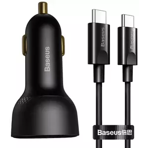 Autó töltő Baseus Superme Car charger, USB, USB-C, 100W + USB-C cable (black) kép