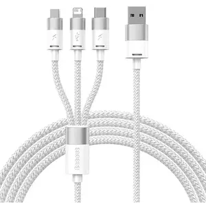 Kábel 3in1 USB cable Baseus StarSpeed Series, USB-C + Micro + Lightning 3, 5A, 1.2m (White) (6932172622299) kép