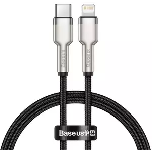 Kábel USB-C cable for Lightning Baseus Cafule, PD, 20W, 0, 25m, black (6953156202054) kép