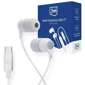 Fejhallgató 3MK Wired Earphones USB-C in-ear headphones white/white USB-C kép