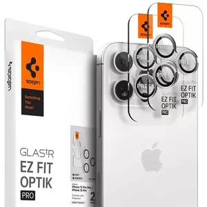TEMPERED KIJELZŐVÉDŐ FÓLIA Spigen Glass tR EZ Fit Optik Pro 2 Pack, white titanium - iPhone 15 Pro/15 Pro Max (AGL07165) kép